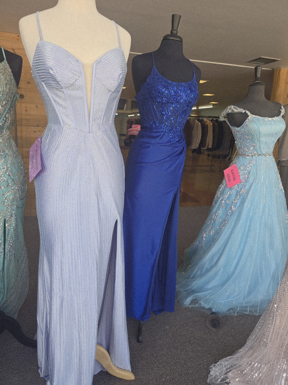 Elegant Periwinkle Beaded Spaghetti-Strap Evening Dress
